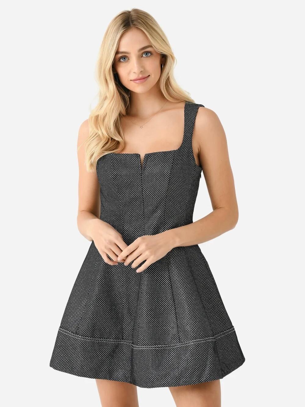 NWT Jonathan Simkhai Lydie Dress Black Silver Glitter Cocktail Vegas Size 6